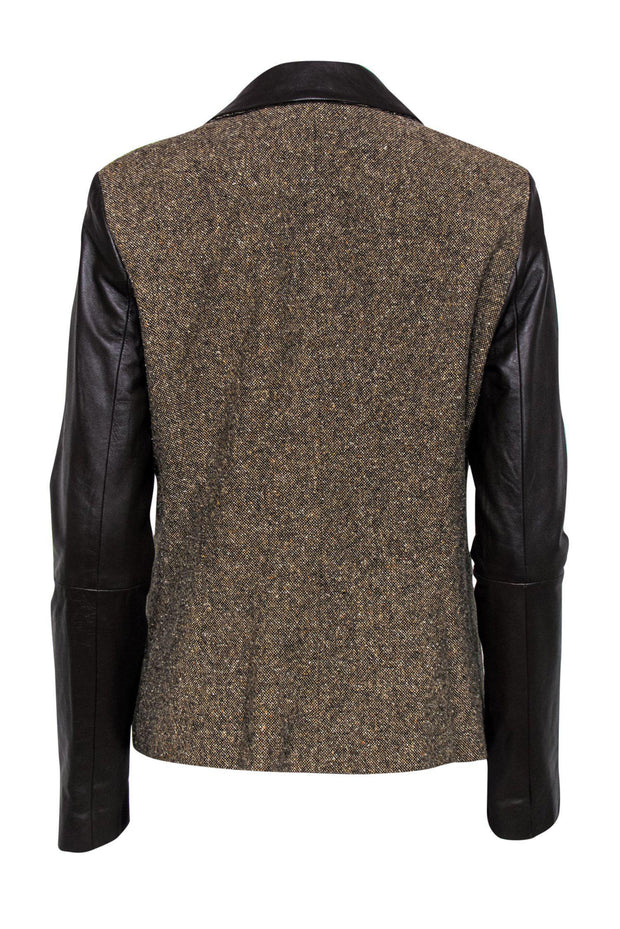 Current Boutique-Michael Kors - Brown Tweed & Leather Single Button Blazer Sz 8