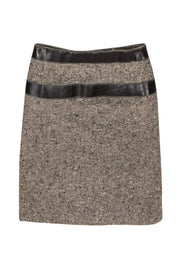 Current Boutique-Michael Kors - Brown Wool Tweed Wrap Skirt w/ Buckles Sz 4
