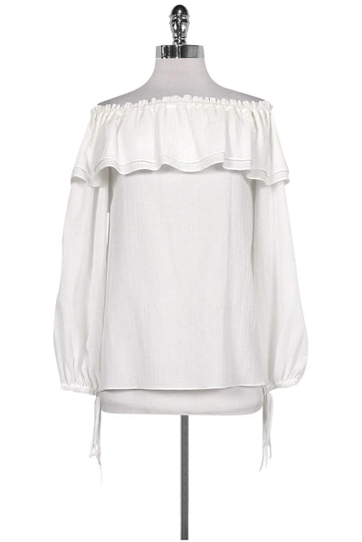 Current Boutique-Michael Kors Collection - White Off-the-Shoulder Blouse Sz S