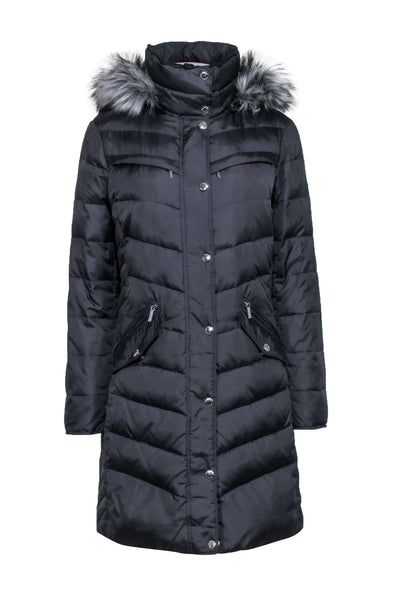 Current Boutique-Michael Kors - Dark Grey Longline Puffer Coat w/ Fur Hood Sz M