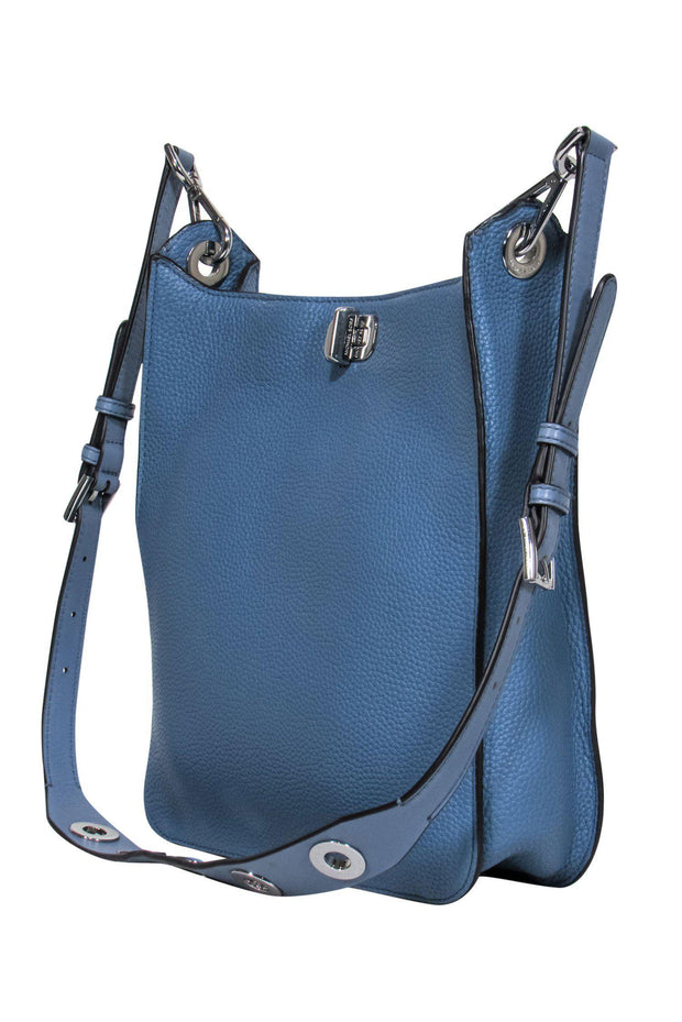 Current Boutique-Michael Kors - Dusty Blue Pebbled Leather Crossbody w/ Silver Hardware
