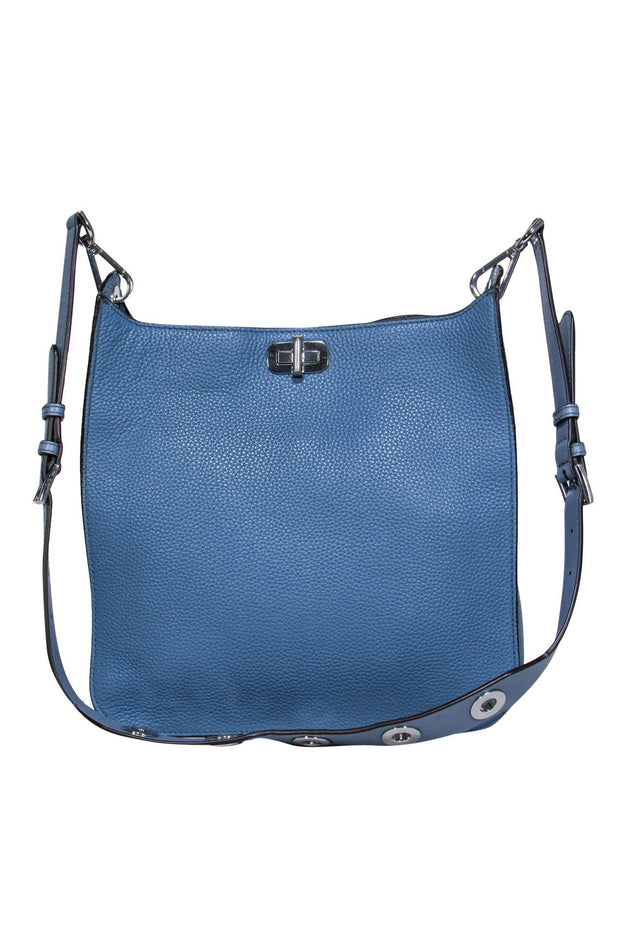 Current Boutique-Michael Kors - Dusty Blue Pebbled Leather Crossbody w/ Silver Hardware