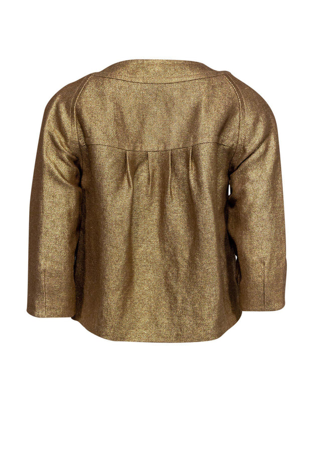 Current Boutique-Michael Kors - Gold Cropped Jacket w/ Oversized Buttons Sz PS