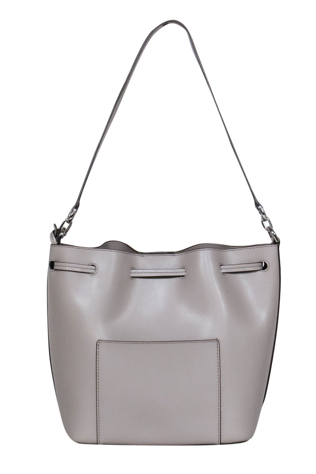 Michael Kors Suri Medium Bucket Bag Crossbody Pearl Grey Saffiano Leather  White