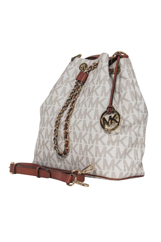 Michael Kors - Ivory Monogram Large Bucket Bag – Current Boutique