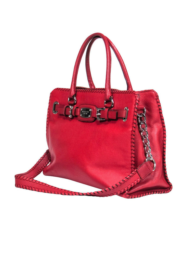 Current Boutique-Michael Kors - Large Red Pebbled Leather Shoulder Bag