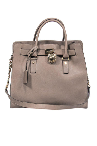 Current Boutique-Michael Kors - Light Brown Leather Handbag w/ Gold Chain & Lock