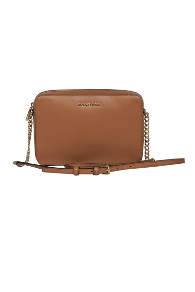 Current Boutique-Michael Kors - Light Brown Textured Leather Square Crossbody