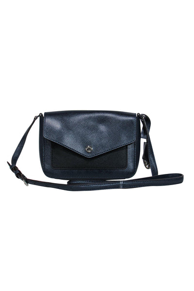 Current Boutique-Michael Kors - Navy Textured Leather Crossbody w/ Contrasting Pocket