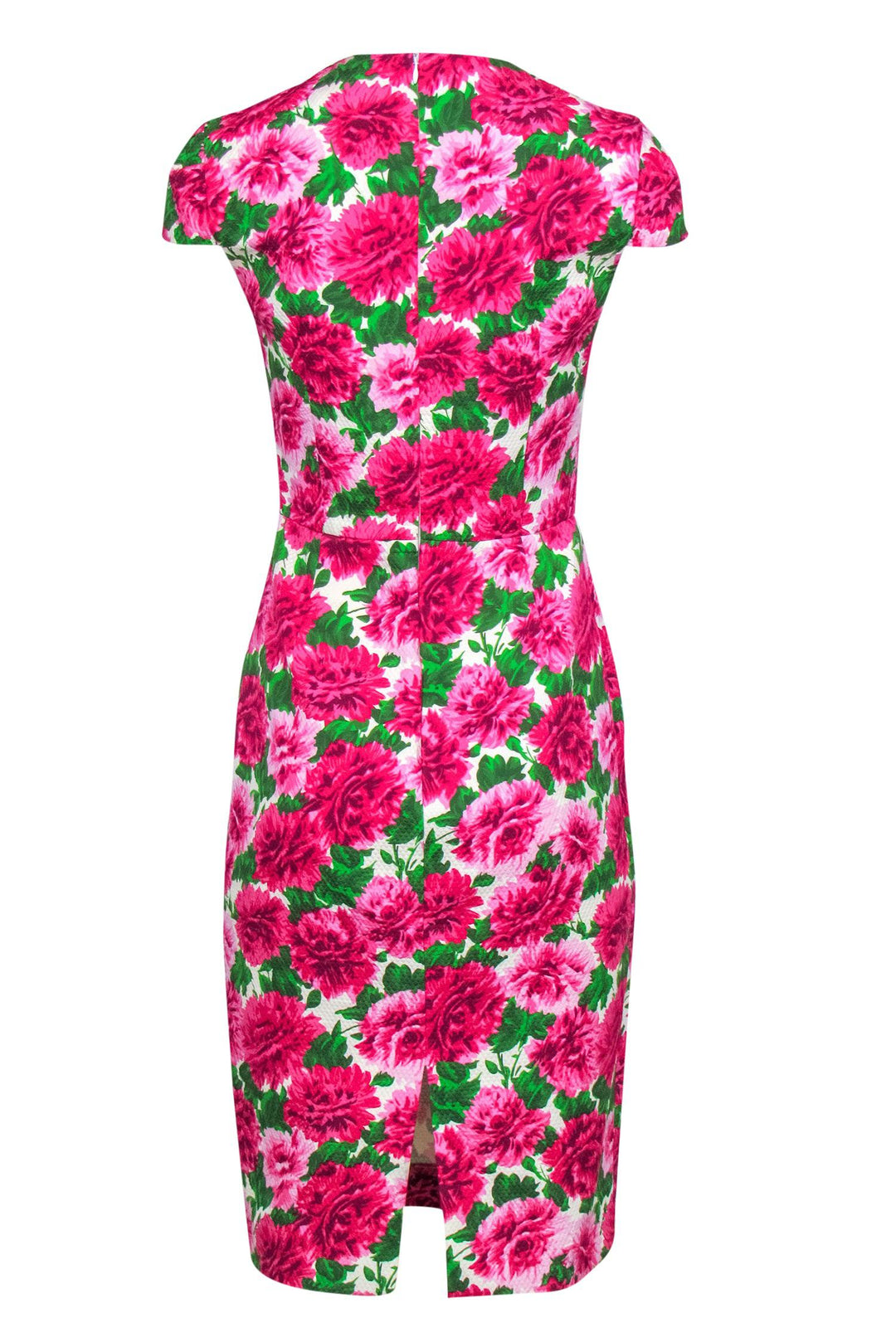 Michael Kors Pink Green Floral Printed Textured Sheath Dress Sz 4 Current Boutique