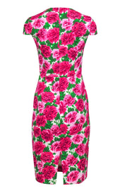 Current Boutique-Michael Kors - Pink & Green Floral Printed Textured Sheath Dress Sz 4