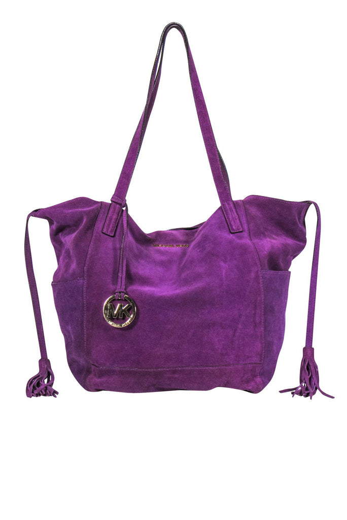 Michael Kors Purple Suede Large Slouchy Tote Current Boutique