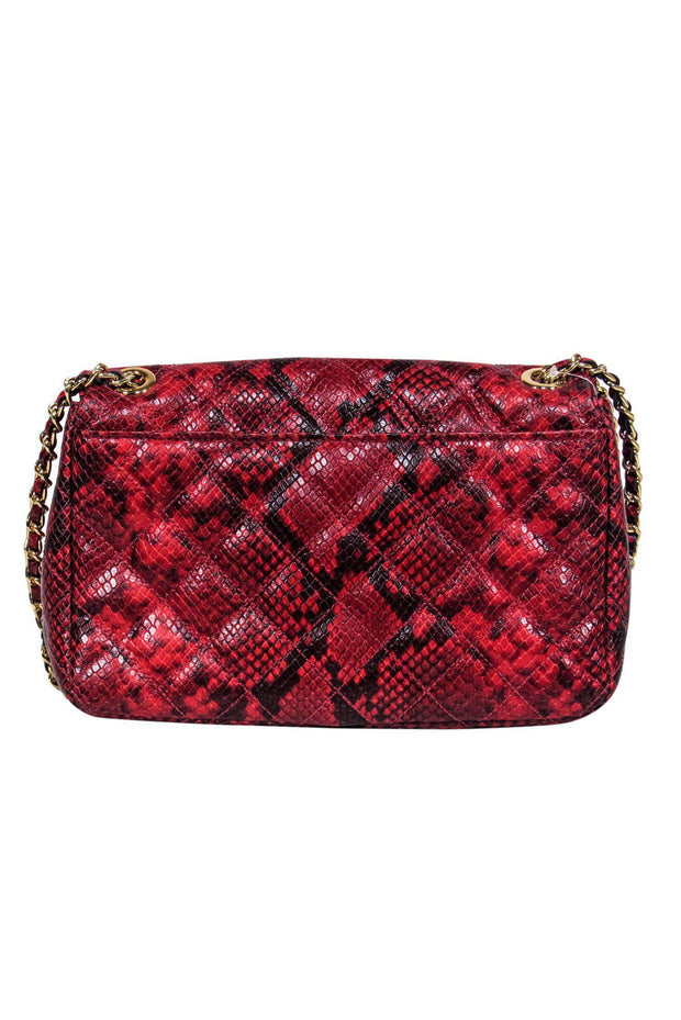 Current Boutique-Michael Kors - Red & Black Snakeskin Print Handbag
