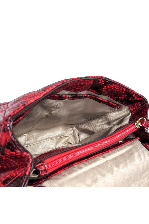 Current Boutique-Michael Kors - Red & Black Snakeskin Print Handbag