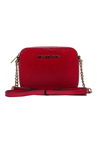 Current Boutique-Michael Kors - Red Patent Leather Small Crossbody w/ Gold Chain