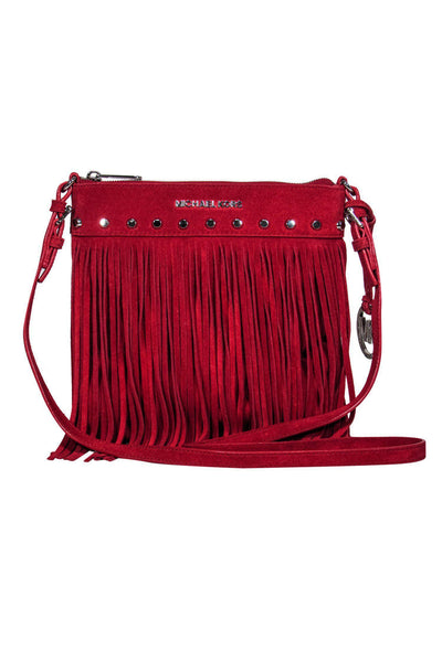 Current Boutique-Michael Kors - Red Suede Fringe Crossbody w/ Studs