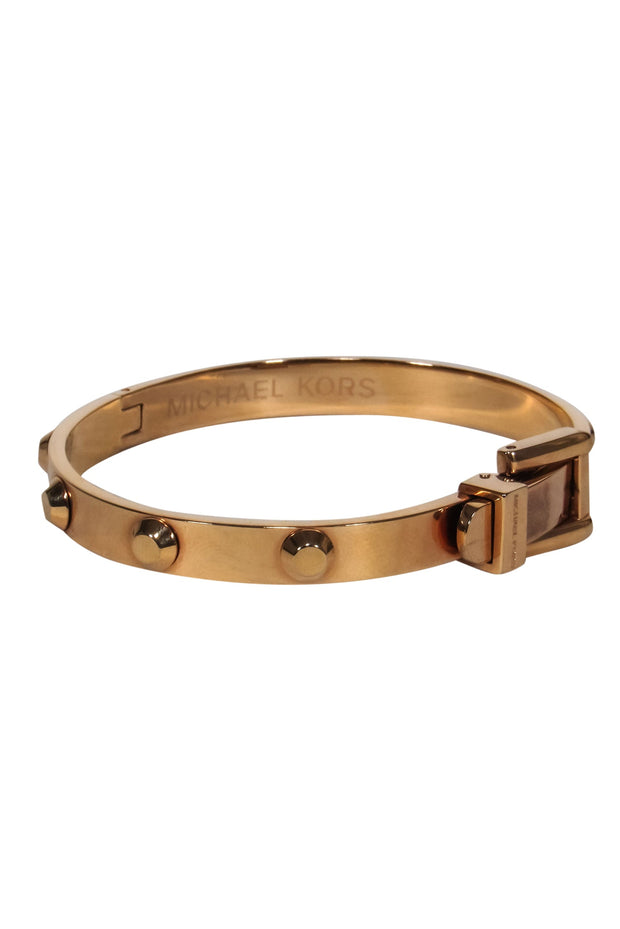 Current Boutique-Michael Kors - Rose Gold Flat Stop Studded Bangle Bracelet