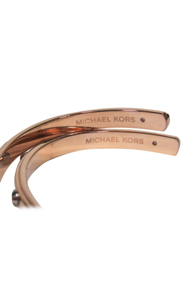 Current Boutique-Michael Kors - Rose Gold Open Bangles w/ Silver Studs