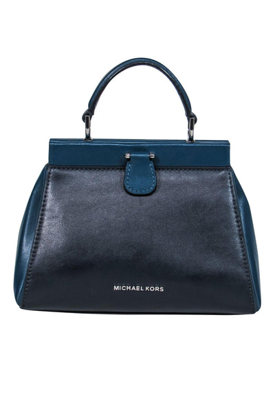 Current Boutique-Michael Kors - Teal & Navy Smooth Leather Mini Clasp Handbag