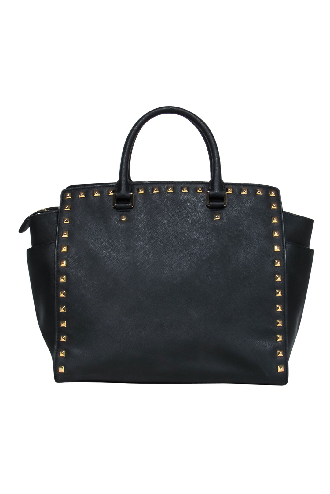 Michael store Kors black soft leather stud detailed shoulder bag