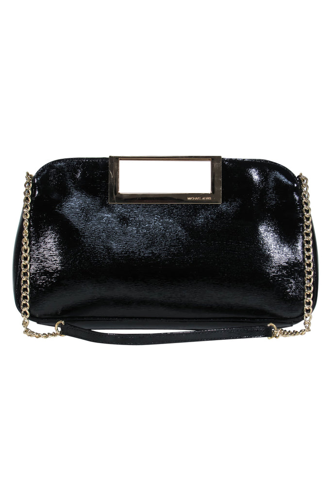 Michael Michael Kors - Black Patent Leather Gold Chain Shoulder Bag –  Current Boutique