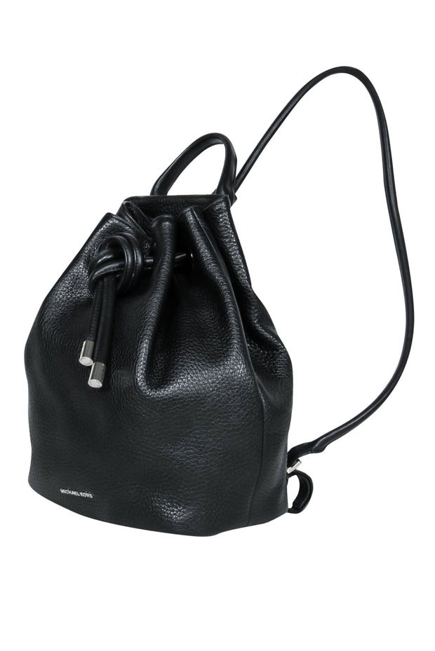 Current Boutique-Michael Michael Kors - Black Pebbled Leather Drawstring Backpack