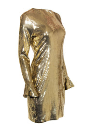 Current Boutique-Michael Michael Kors - Gold Sequin Shift Dress w/ Bell Sleeves Sz M