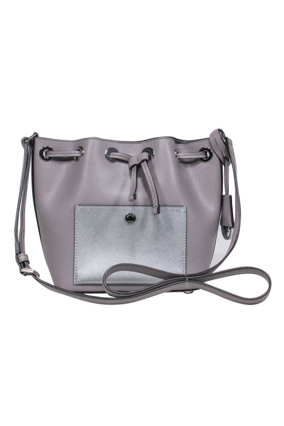 Current Boutique-Michael Michael Kors - Grey Crossbody Bucket Bag w/ Logo Keychain