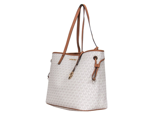 Current Boutique-Michael Michael Kors - Ivory & Brown Leather Logo Tote