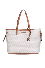 Current Boutique-Michael Michael Kors - Ivory & Brown Leather Logo Tote