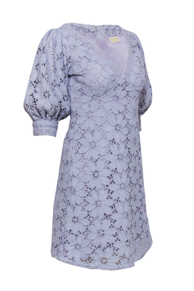 Current Boutique-Michael Michael Kors - Lilac Floral Lace Puff Sleeve A-Line Dress Sz XS