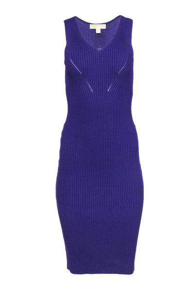 Current Boutique-Michael Michael Kors - Purple Ribbed Knit Sleeveless Midi Dress Sz XXS