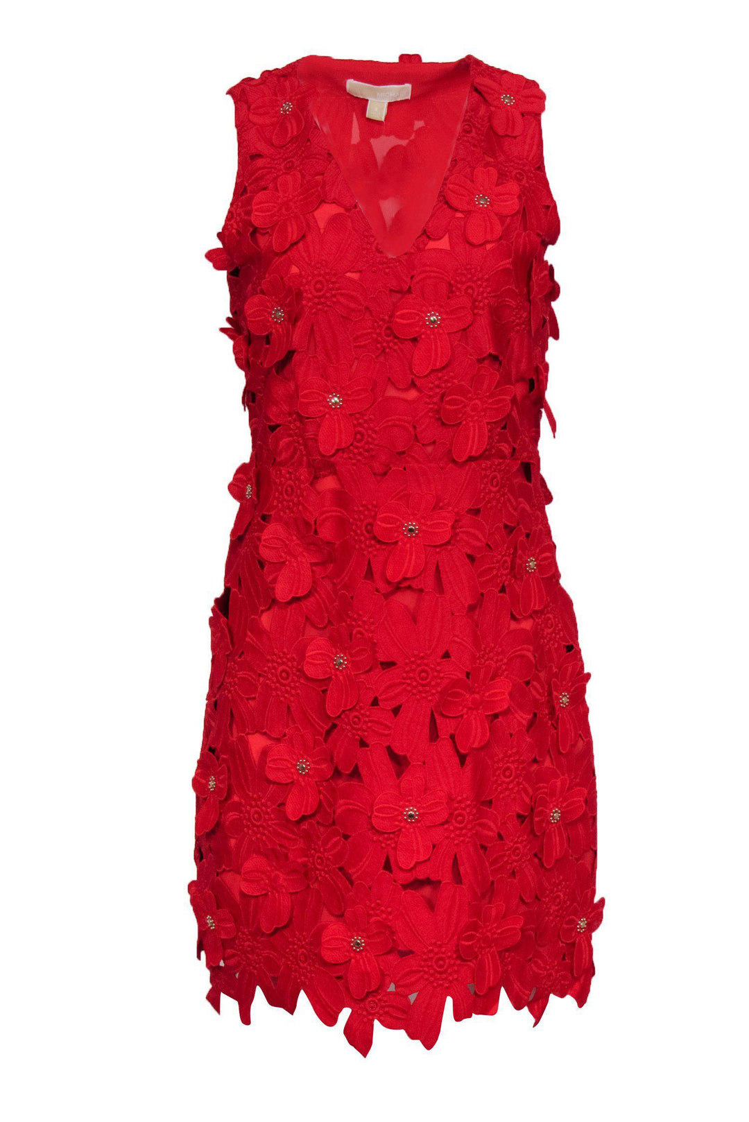 Gorgeous Michael Kors Red on sale Floral Appliqué lace dress NEVER WORN valentine