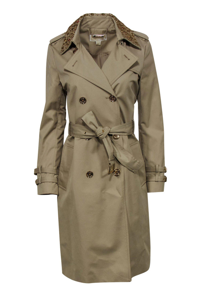 Michael Michael Kors Double Breasted Longline Trench Coat w/ Gol – Current Boutique