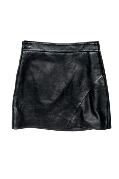 Current Boutique-Michelle Mason - Black Leather Envelope Miniskirt Sz 2