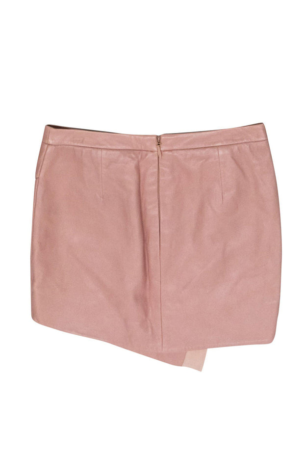 Current Boutique-Michelle Mason - Blush Pink Leather Envelope Miniskirt Sz 0