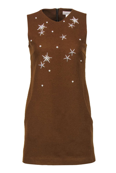 Current Boutique-Mignon Doo for Anthropologie - Brown Wool Blend Dress w/ Sea Star Embellishments Sz PS