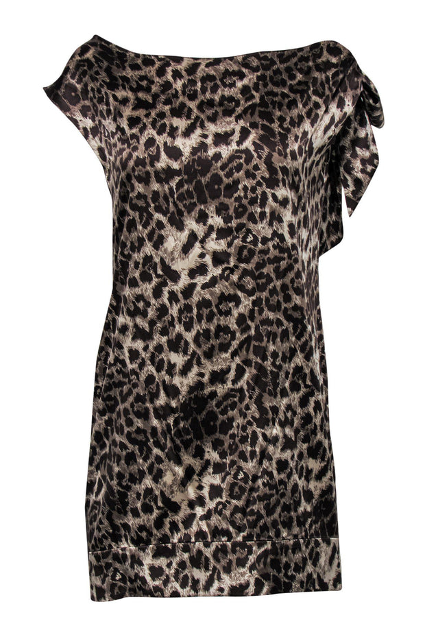 Current Boutique-Miguelina - Leopard Print Shift Dress w/ Shoulder Tie Sz M