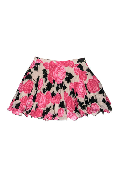 Current Boutique-Milly - Beige & Pink Pleated Floral Print Skirt Sz 10