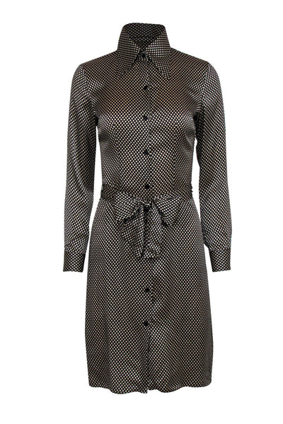 Current Boutique-Milly - Black & Beige Polka Dot Button Down Dress Sz 2