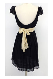 Current Boutique-Milly - Black & Beige Silk Tie Waist Dress Sz 6
