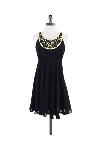 Current Boutique-Milly - Black & Cream Circle Print Silk Dress Sz 2