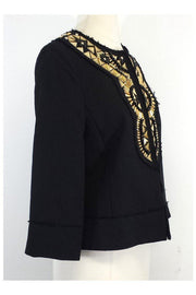 Current Boutique-Milly - Black Embellished Cotton Jacket Sz 4