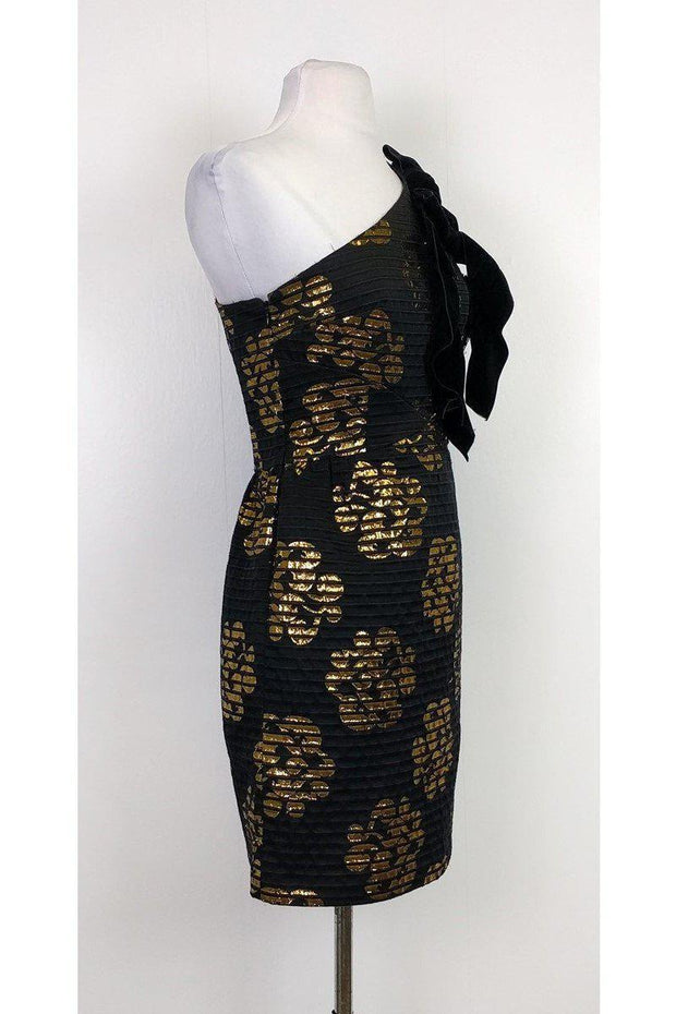 Current Boutique-Milly - Black & Gold Print Dress Sz 4