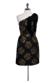 Current Boutique-Milly - Black & Gold Print Dress Sz 4