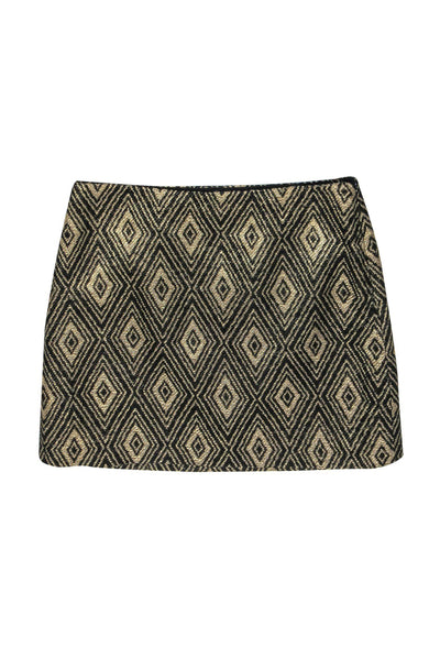 Current Boutique-Milly - Black & Gold Printed Miniskirt Sz 8