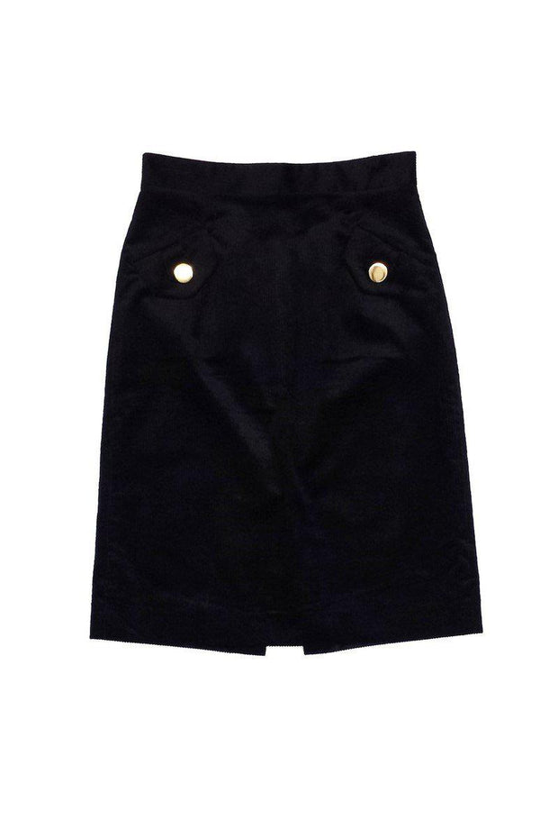 Current Boutique-Milly - Black High Waisted Cord Pencil Skirt Sz 2