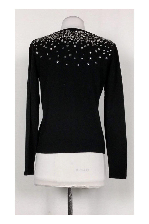 Current Boutique-Milly - Black Knit Cardigan w/ Rhinestones & Sequins Sz P
