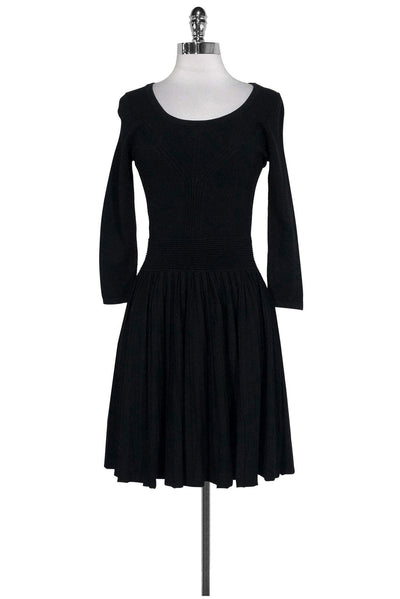 Current Boutique-Milly - Black Knit Flared Dress Sz P