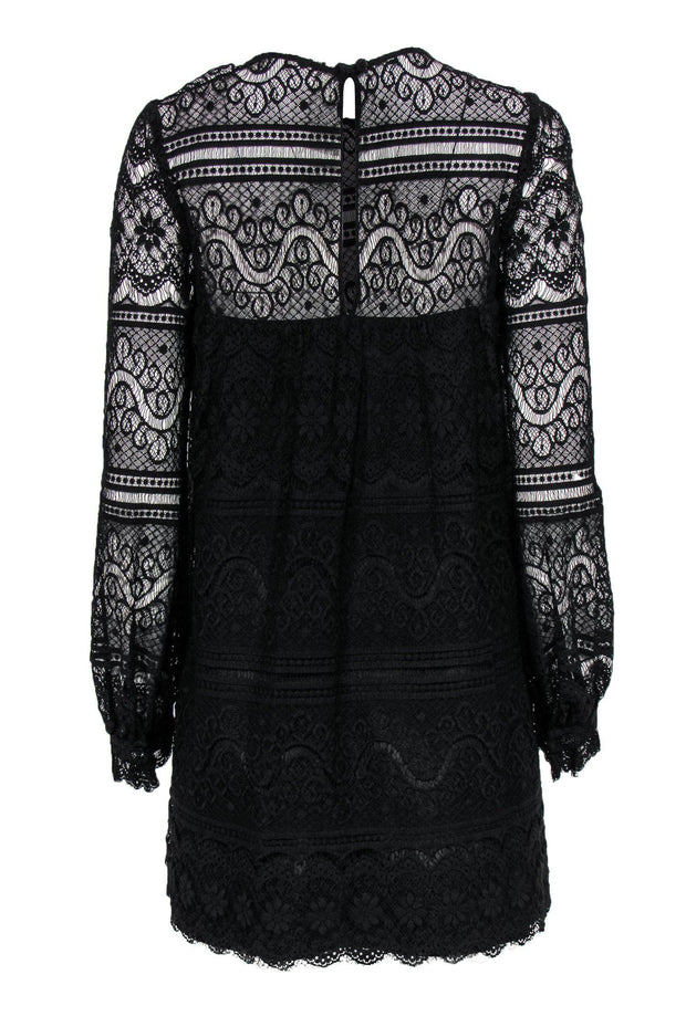 Current Boutique-Milly - Black Lace Long Sleeve Shift Dress Sz 8